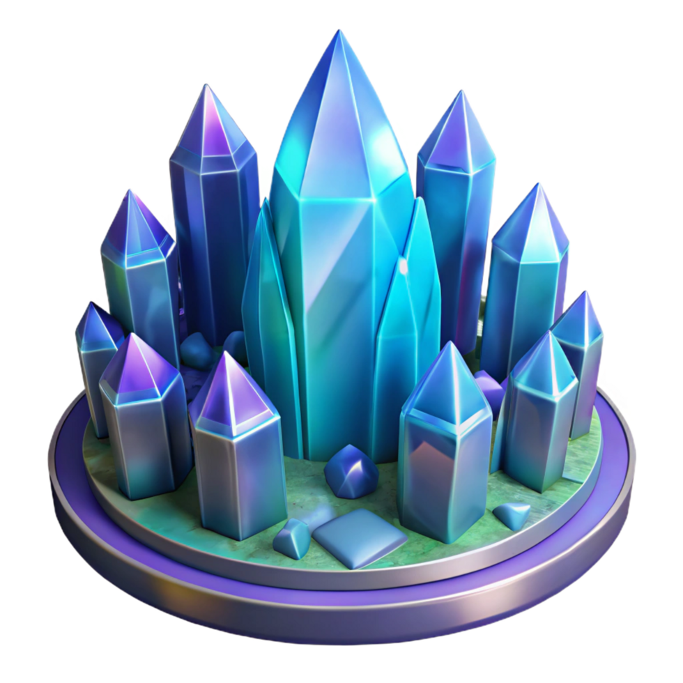 Crystalline Cluster A 3D Render of Iridescent Gemstones png