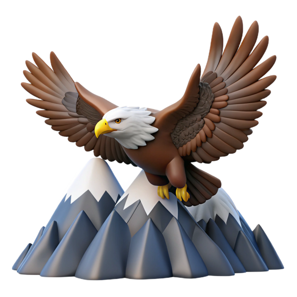Majestic Eagle Soaring Over Mountains A 3D Render png