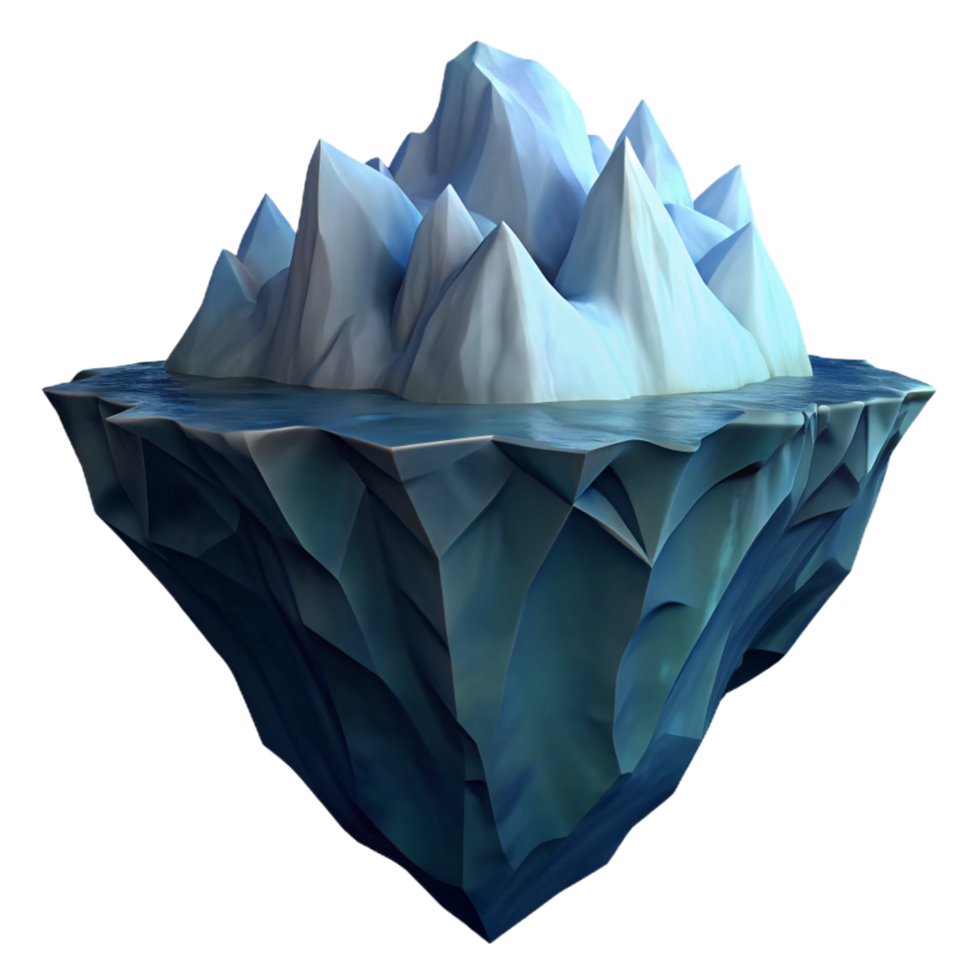 Floating Iceberg 3D Render of Glacial Structure png