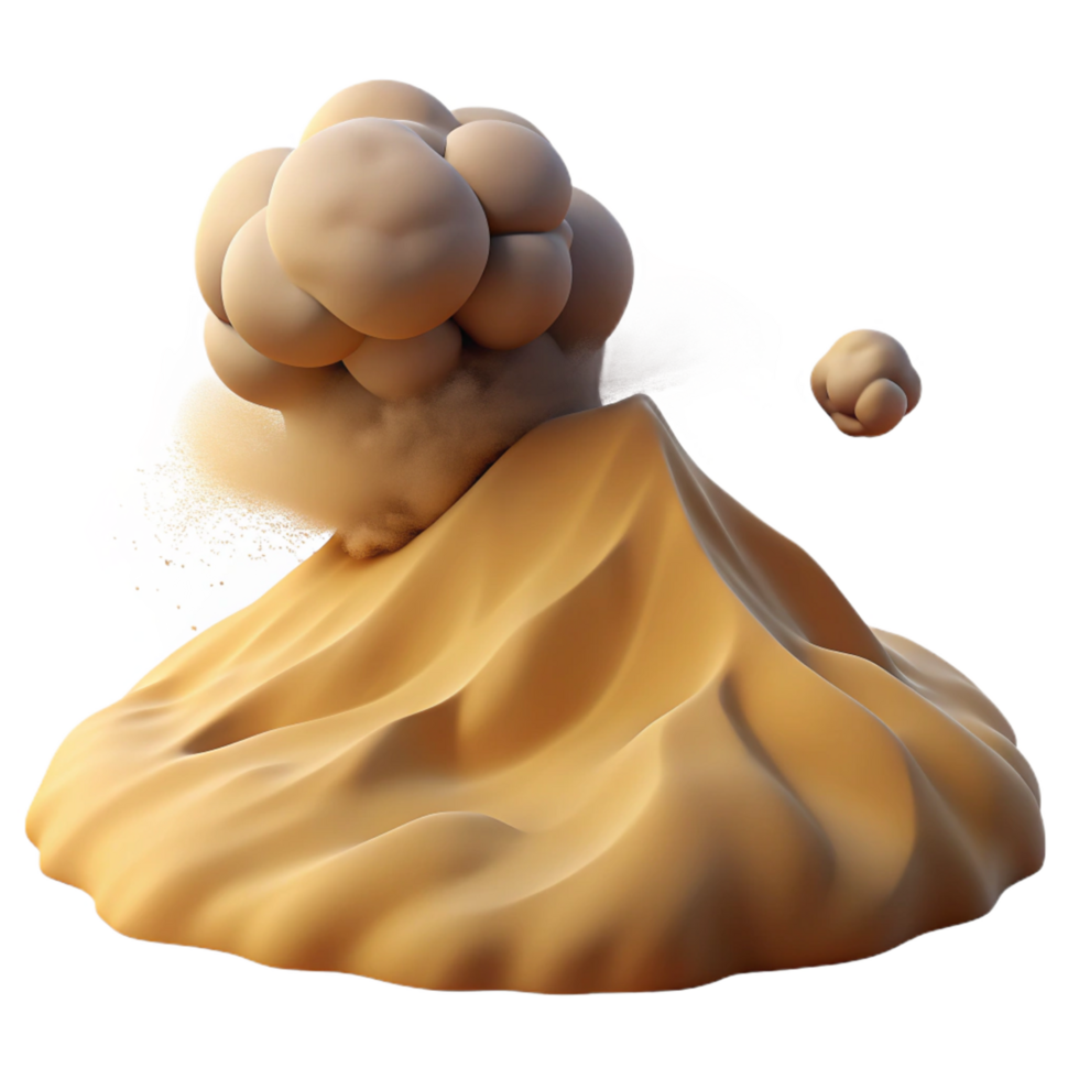 Sand Dune Explosion 3D Render of a Dust Cloud Erupting from a Sandy Hill png