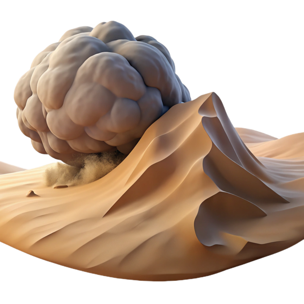Sandstorm Impact 3D Render of Dust Cloud Over Desert Dunes png
