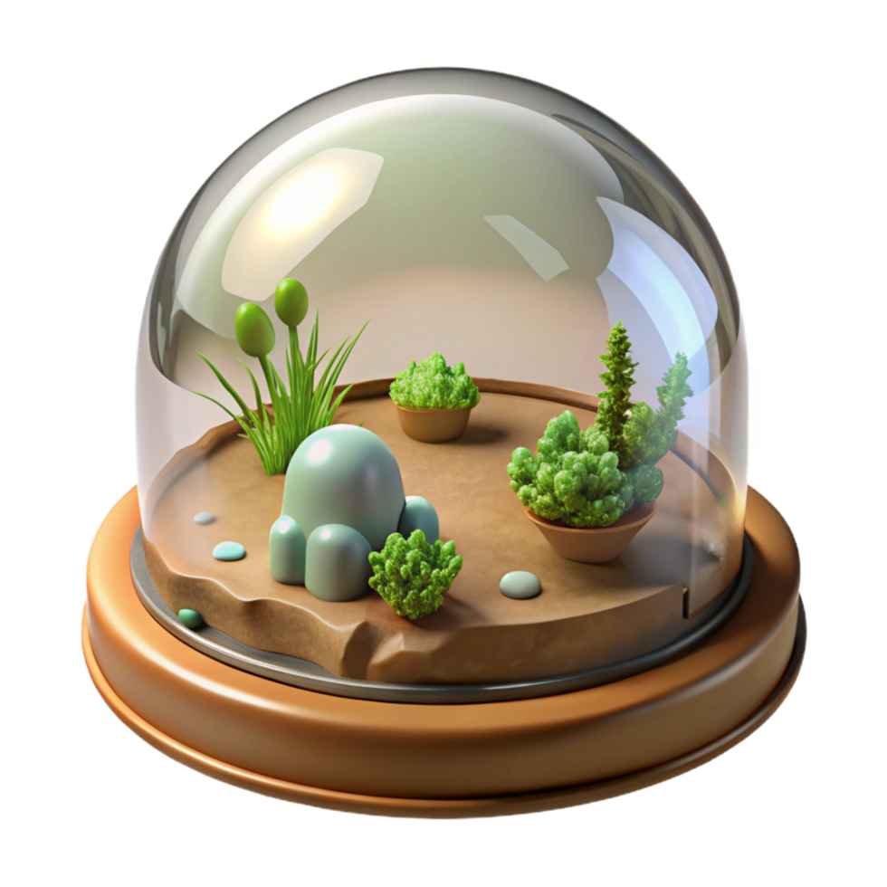 Miniature Glass Dome Ecosystem A 3D Render of a Terrarium png