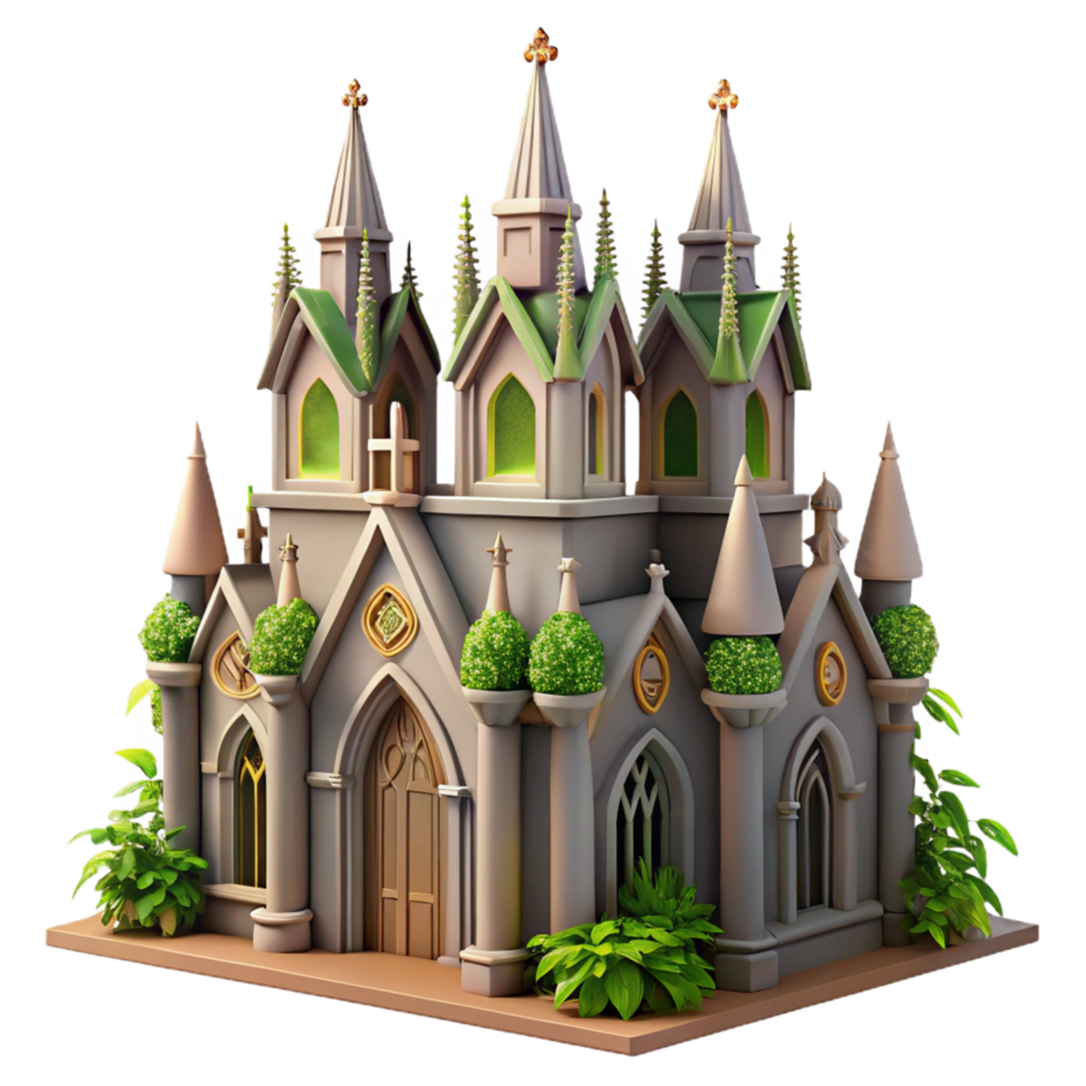 Enchanted Stone Chapel A 3D Model of a Fantasy Church png