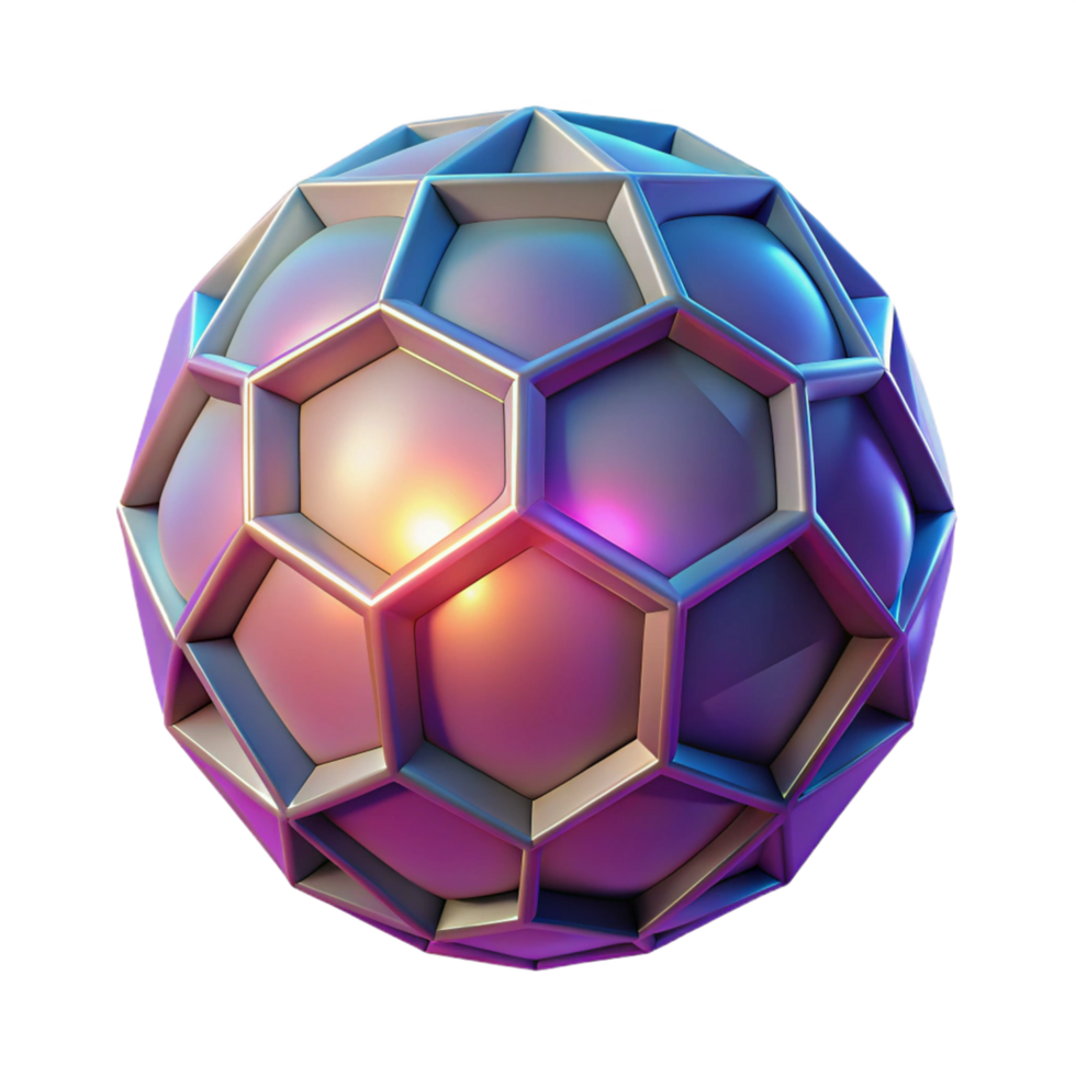 Abstract Hexagonal Sphere 3D Geometric Design with Gradient Colors png