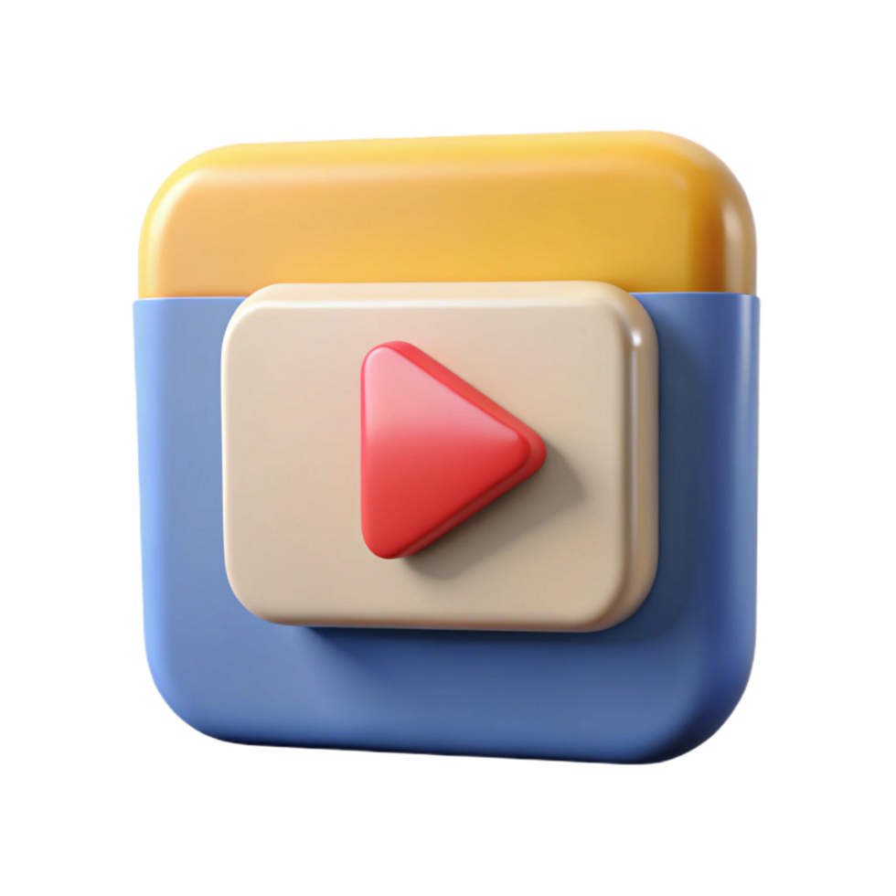 Play Button Icon 3D Render of a Modern Player Interface Element png