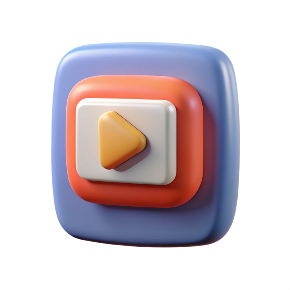 3D Play Button Icon Modern, Colorful, and Square Design png