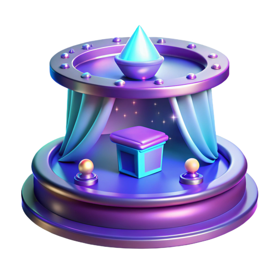 Enchanted Stage 3D Render of a Mystical Platform with Prize Box png