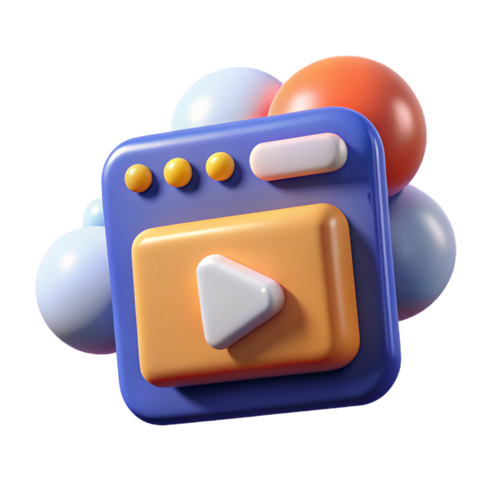 3D Animated Play Button Colorful Abstract Design png