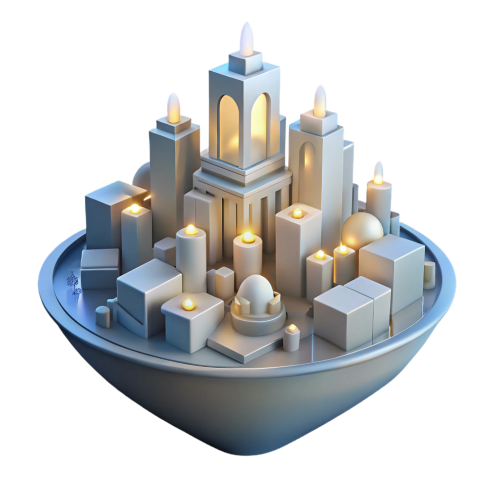 Illuminated Cityscape A 3D Model of an Architectural Fantasy png