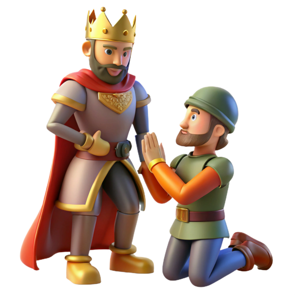 3D Render of a King and Soldier A Royal Audience png