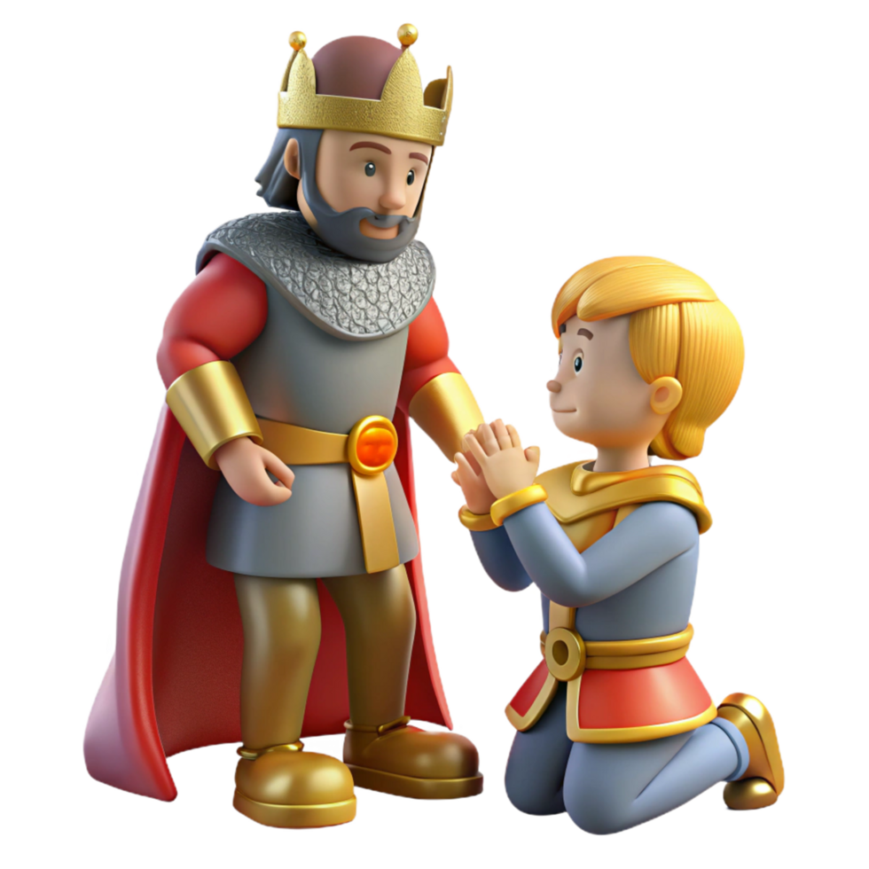 King and Prince A 3D Render of Royal Figures png