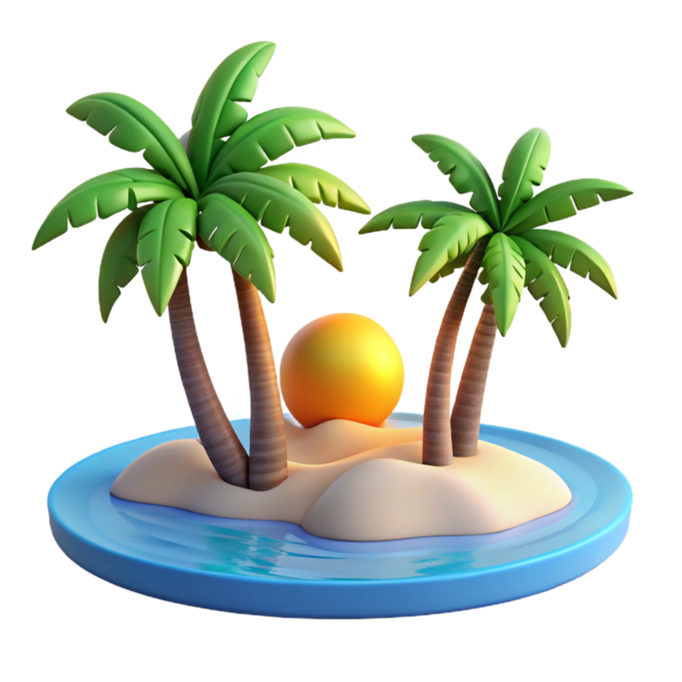 Tropical Island Paradise Palm Trees, Sun, and Ocean Escape png