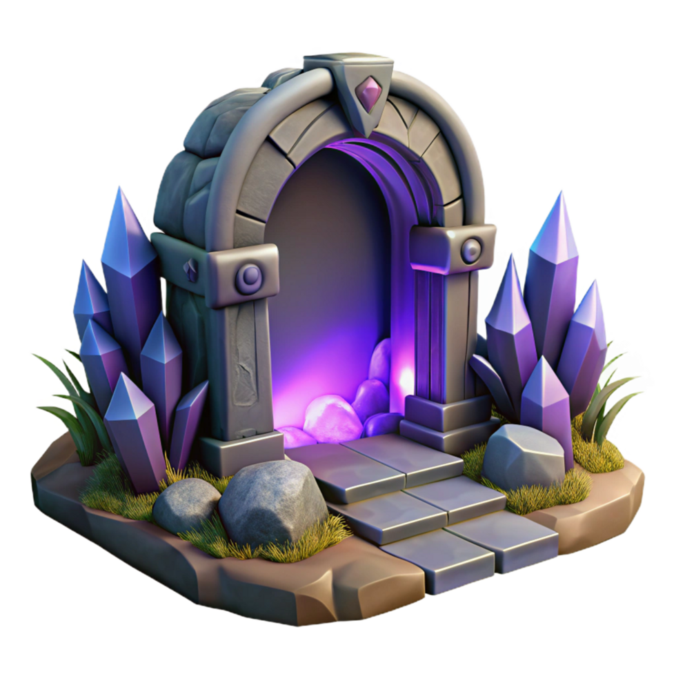 Mysterious Crystal Archway 3D Render of Fantasy Gateway png