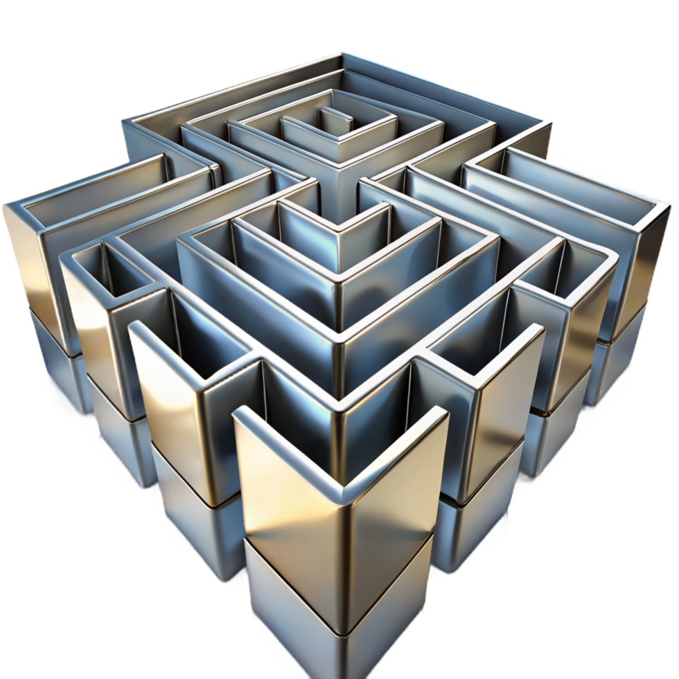 Navigating the Complexities A 3D Metallic Maze png