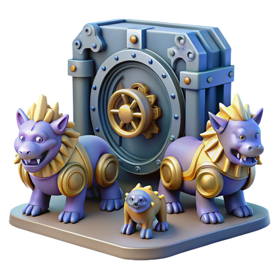 Guardians of the Vault Mythical Creatures Protecting a Secure Treasure png