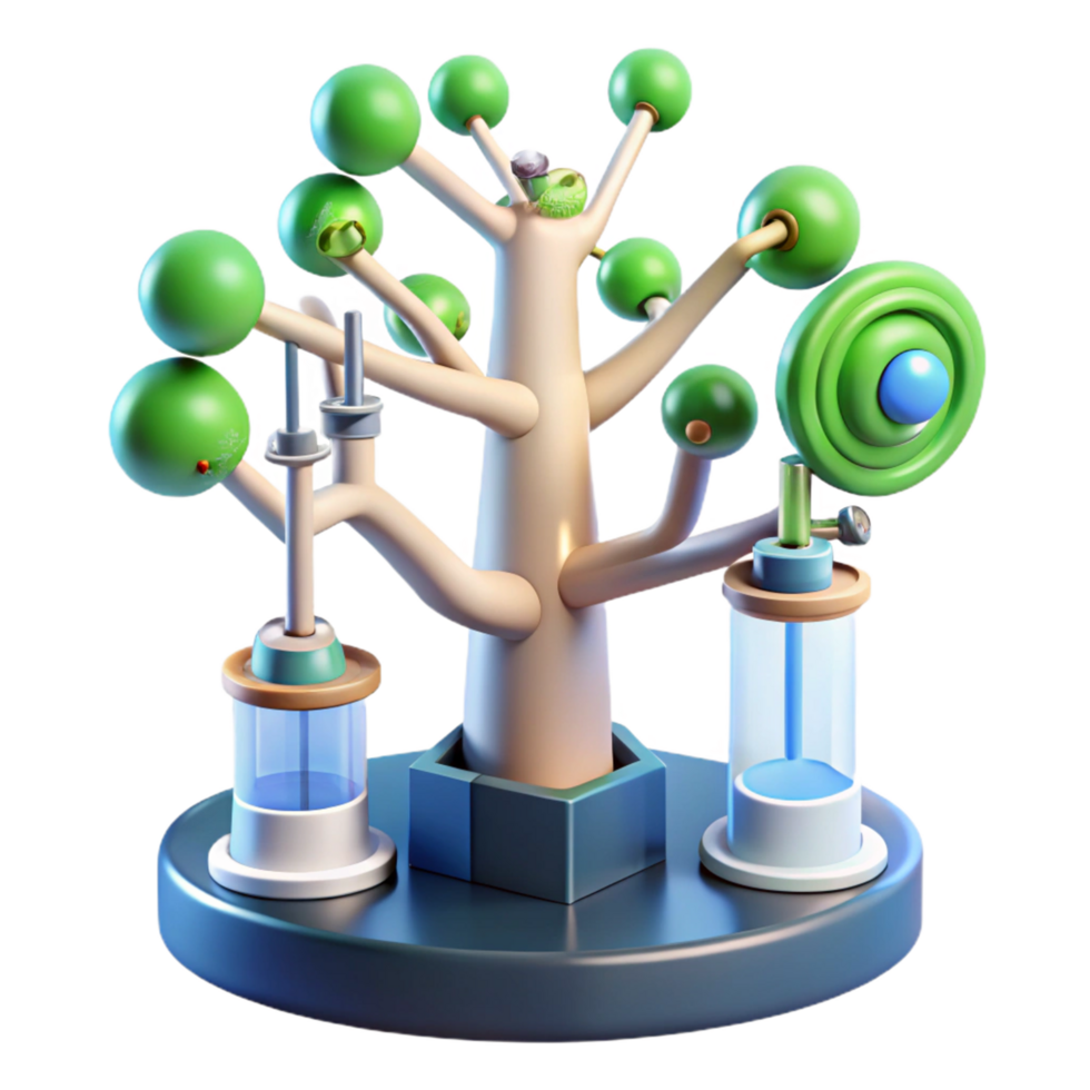 Abstract 3D Model of a Tree with Tubes and Spheres A Conceptual Representation of a System png