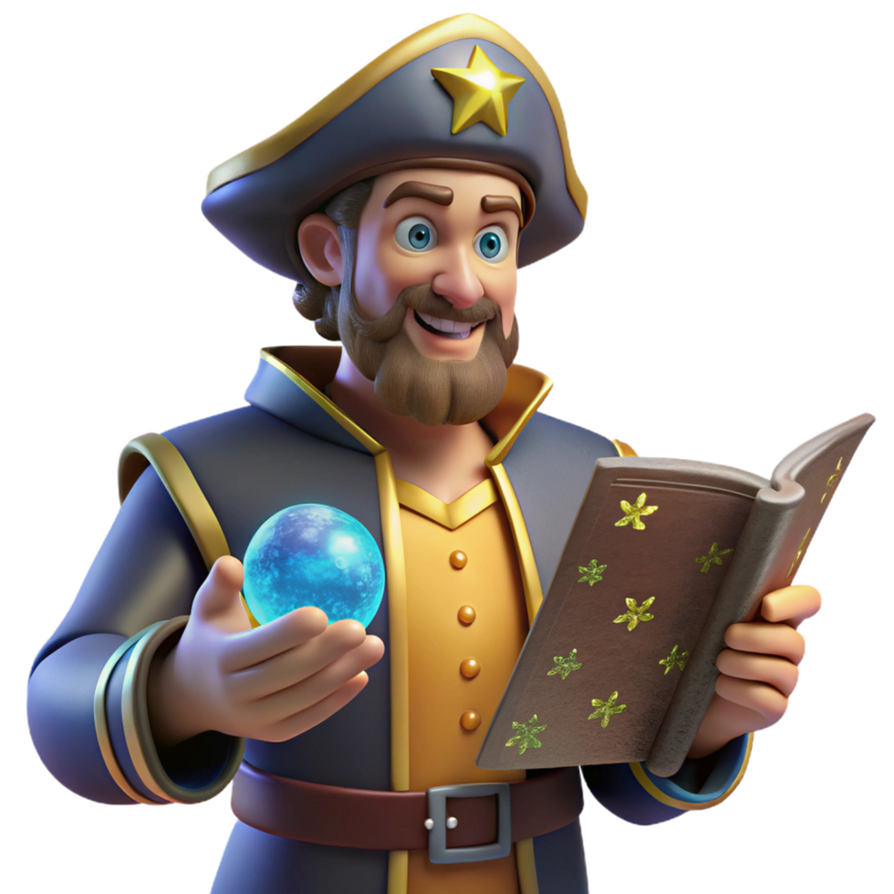 Enchanted Captain 3D Render of a Fantasy Wizard png