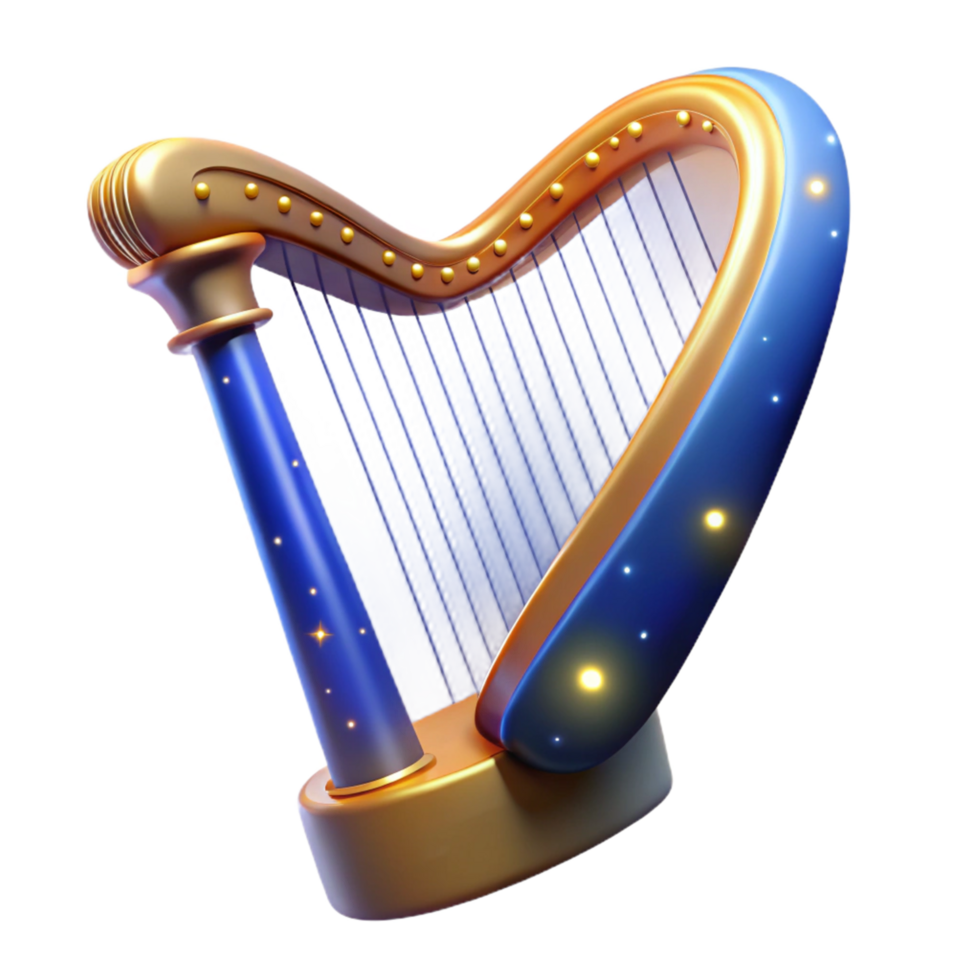 Celestial Harp A 3D Render of a Musical Instrument png