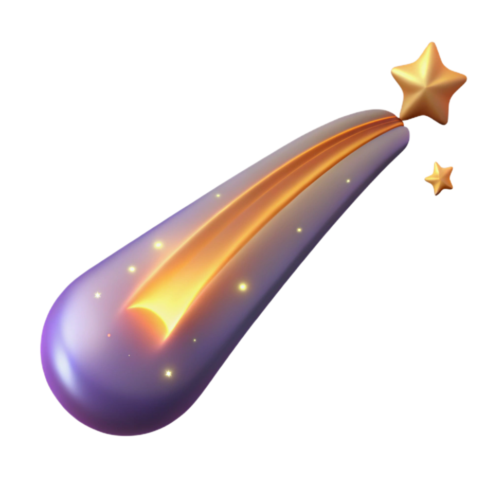 Shooting Star 3D Render Celestial Trail with Glowing Stars png
