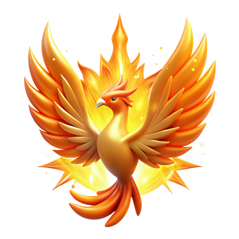 Majestic Firebird Mythical Creature with Fiery Wings and Radiant Glow png