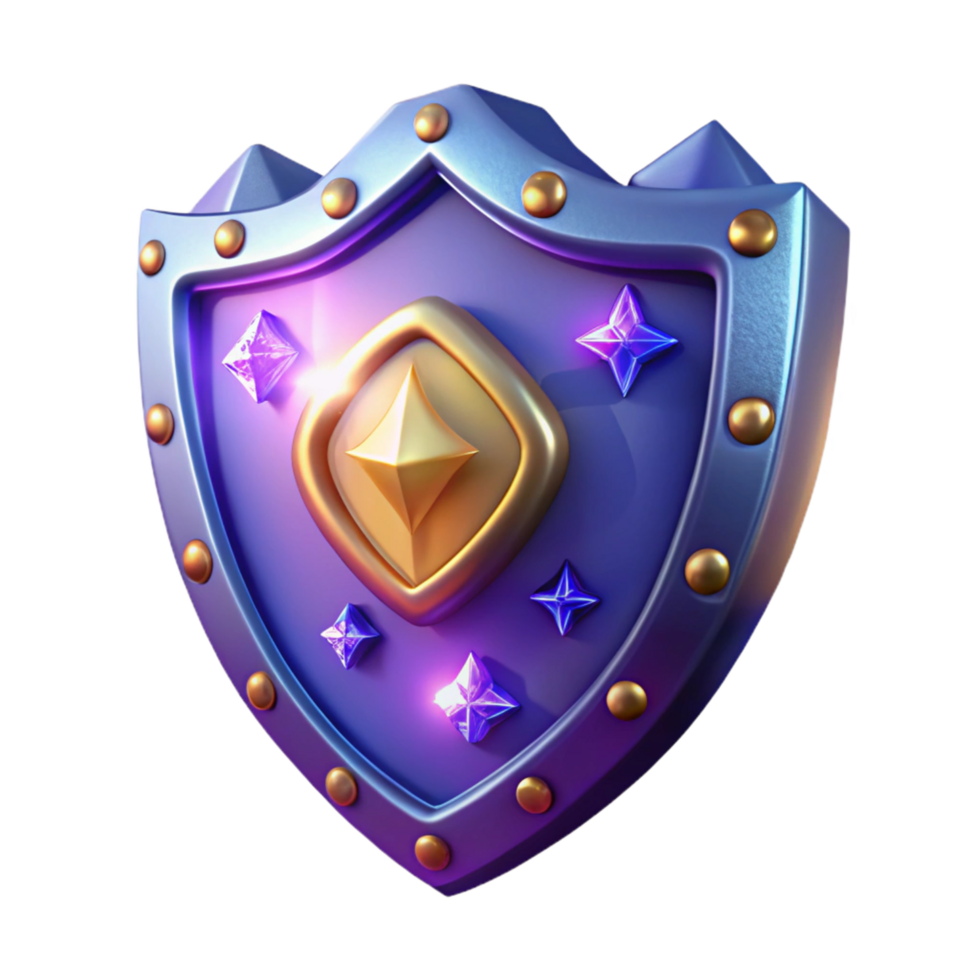 Enchanted Shield A 3D Model of a Magical, Jewel Encrusted Protective Emblem png