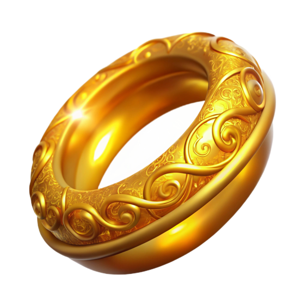 Ornate Gold Ring A 3D Model of Intricate Jewelry Design png