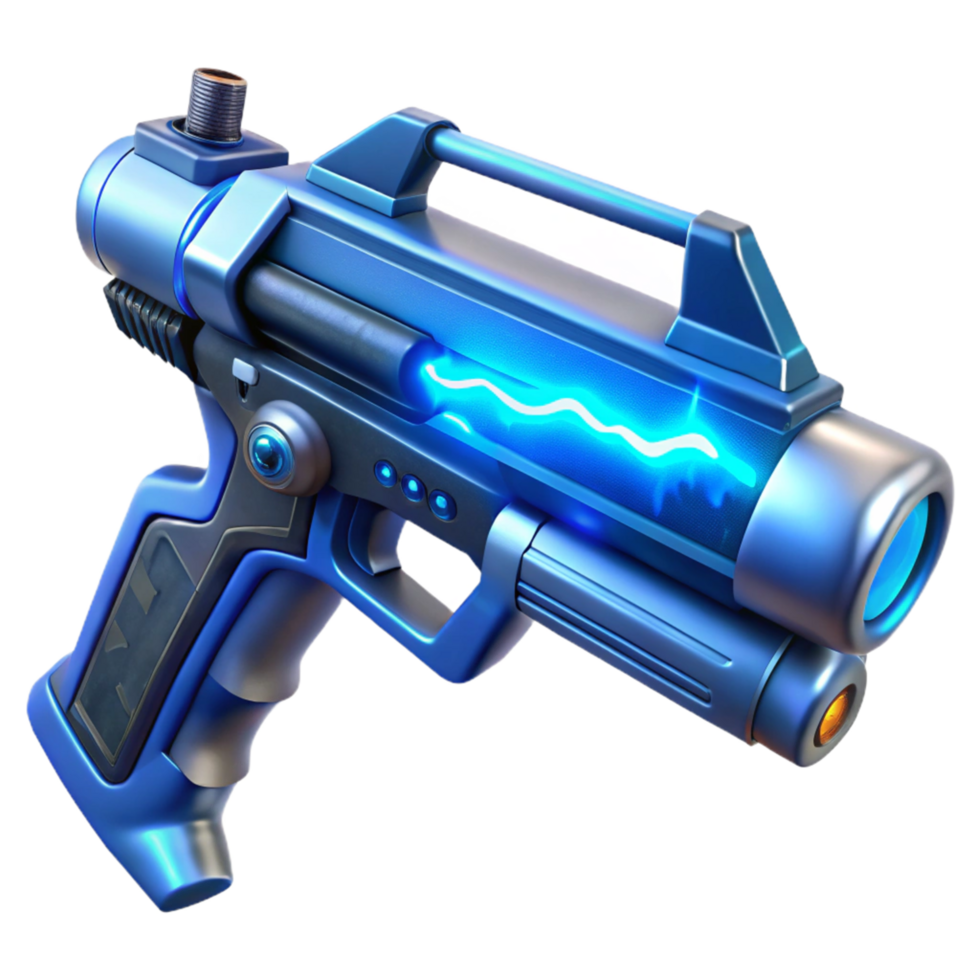 Futuristic Energy Weapon Sci Fi Handgun with Blue Plasma Bolt png