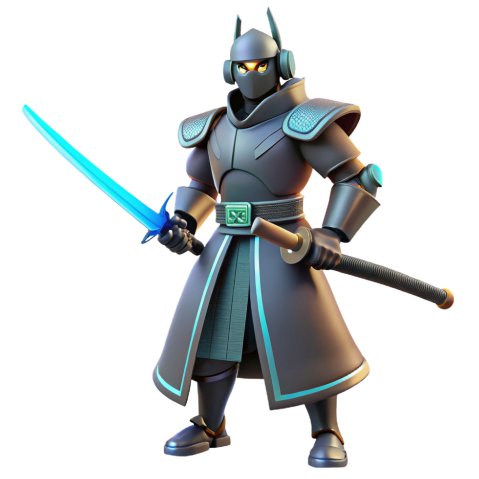 Cybernetic Samurai Futuristic Warrior with High Tech Sword png