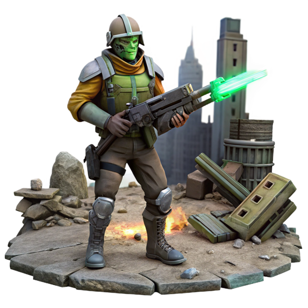 Post Apocalyptic Soldier in Urban Ruins png