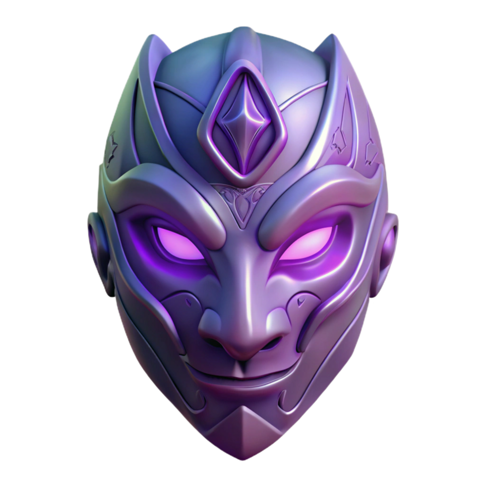 Glowing Purple Mask 3D Render of Futuristic, Mystical Headgear png