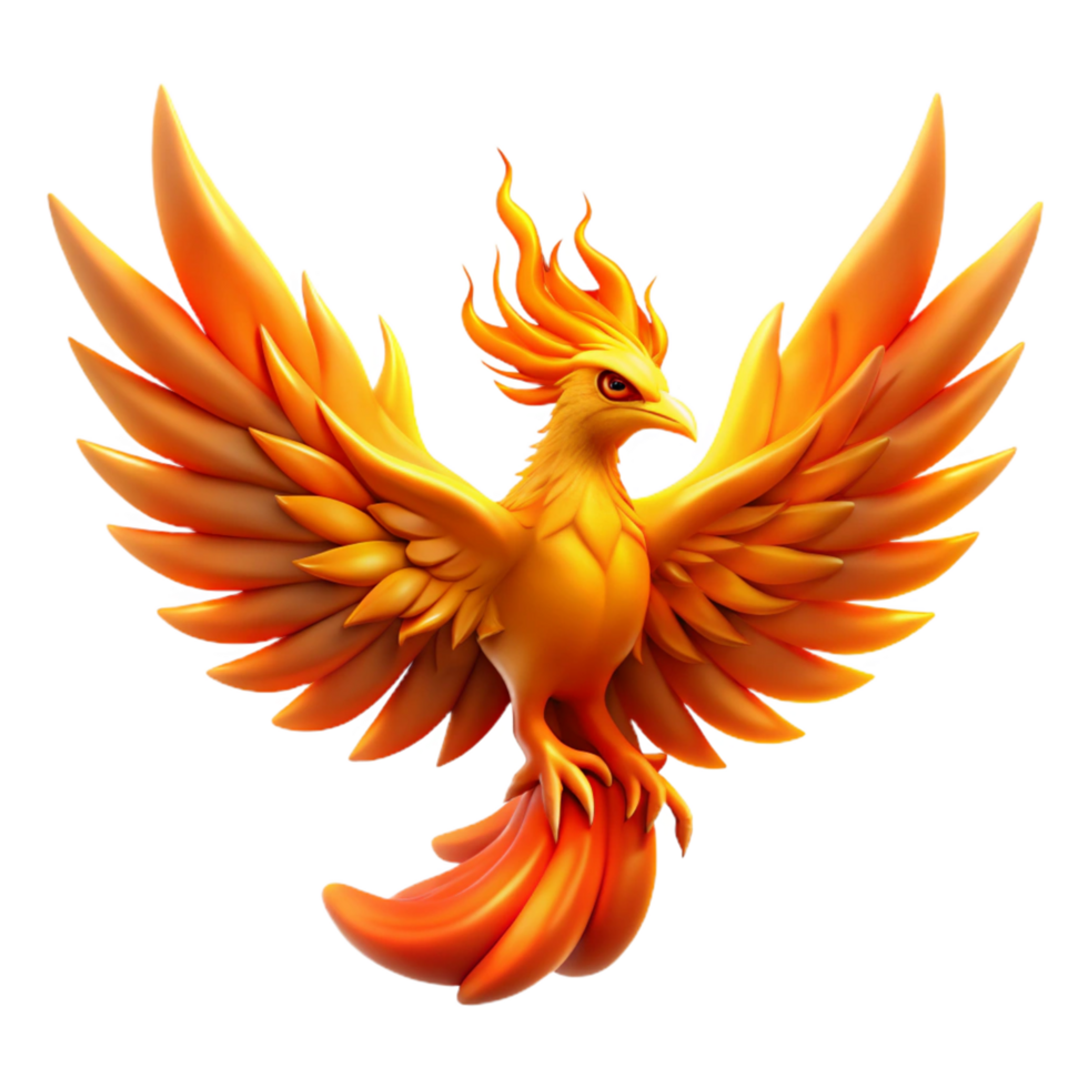 Majestic Firebird Wings of Flame, Mythical Creature, Fantasy Art, Digital Painting, Orange Feathers, Bird of Prey, Rebirth Symbol, Legendary Avian, Fiery Wings, Phoenix like png