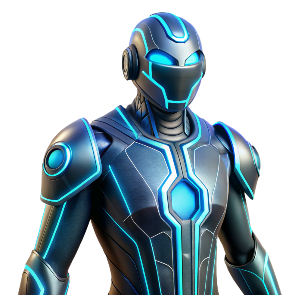 Futuristic Robot Advanced Armor, Glowing Neon Design png
