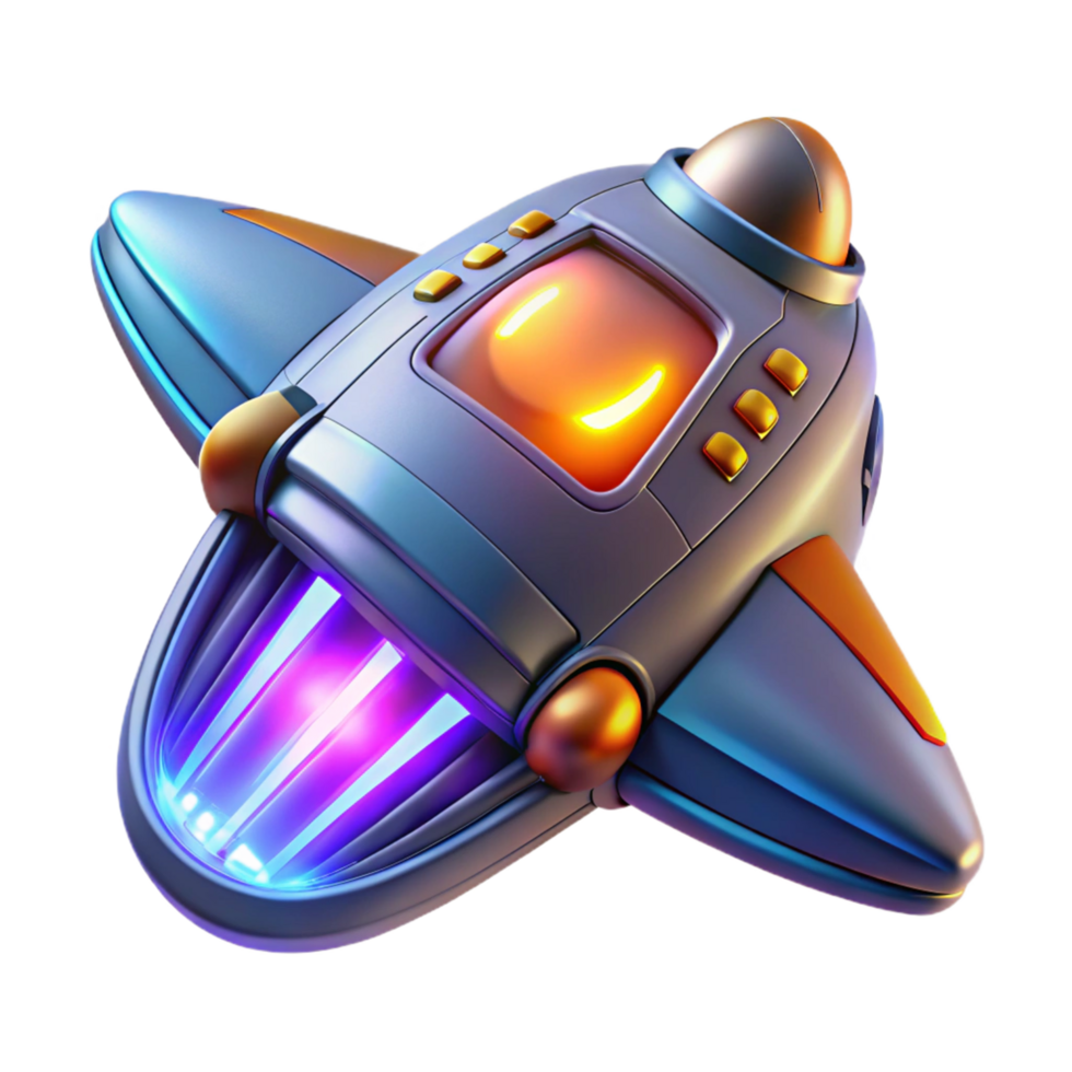 Futuristic Spaceship A 3D Render of a Sleek, Sci Fi Vehicle png