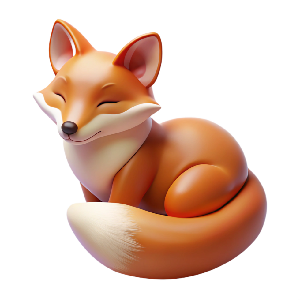Adorable 3D Render of a Sleeping Fox png