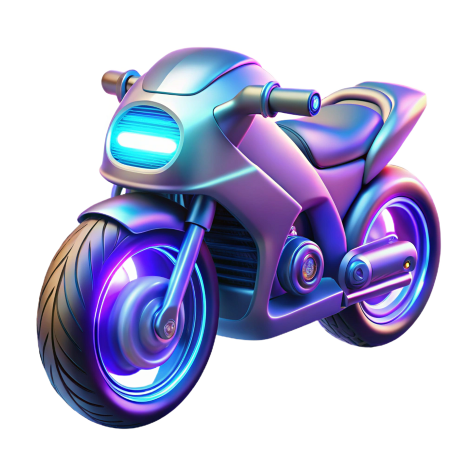Futuristic Electric Motorcycle Design Neon Lights, Sleek Body, and Advanced Technology png