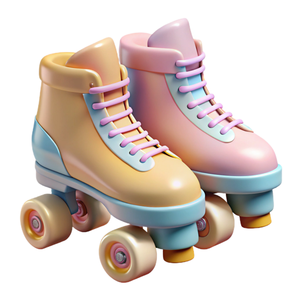 Pastel Roller Skates A Pair of Retro Styled Quad Roller Skates png