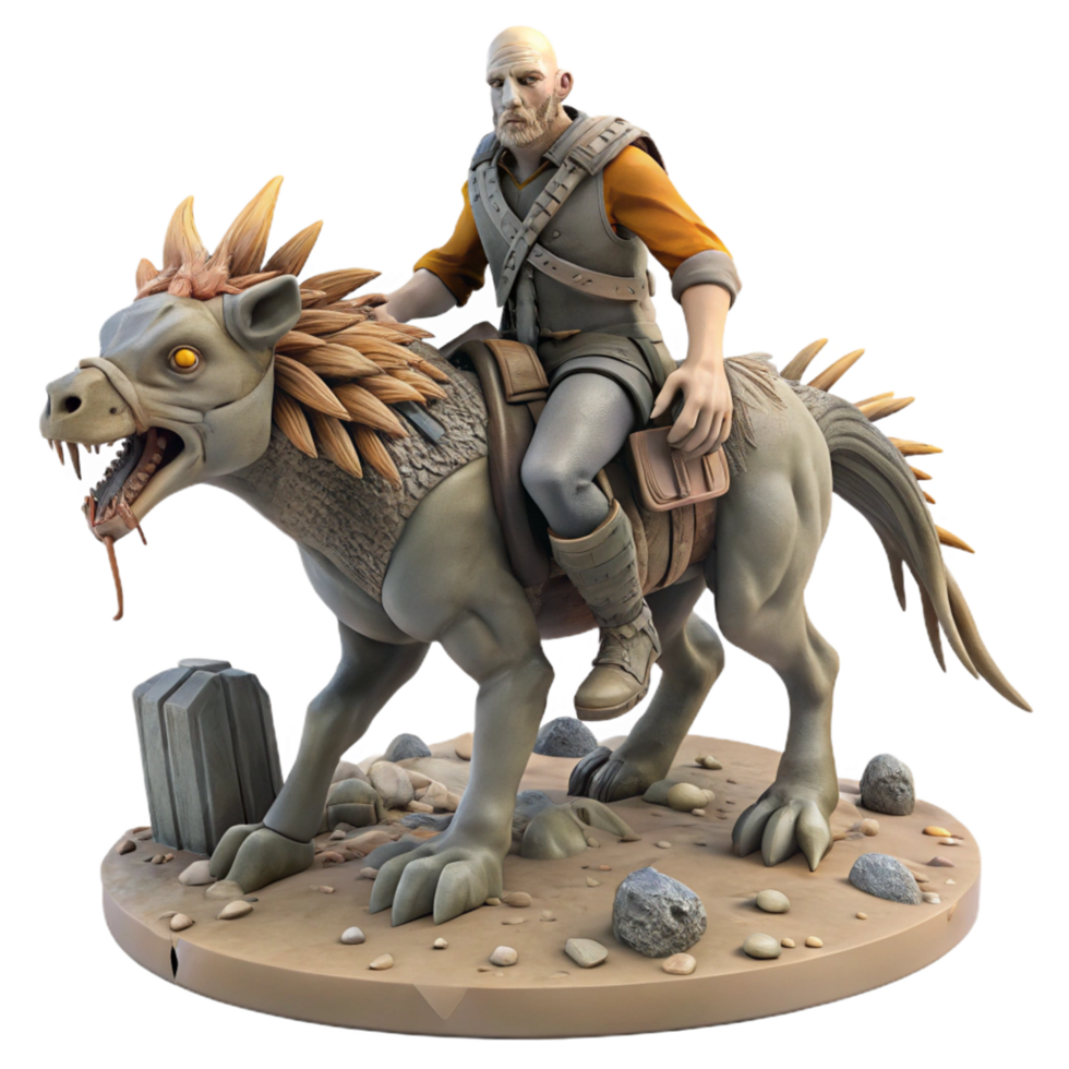 Fantasy Figure Warrior Riding a Spiked Beast png