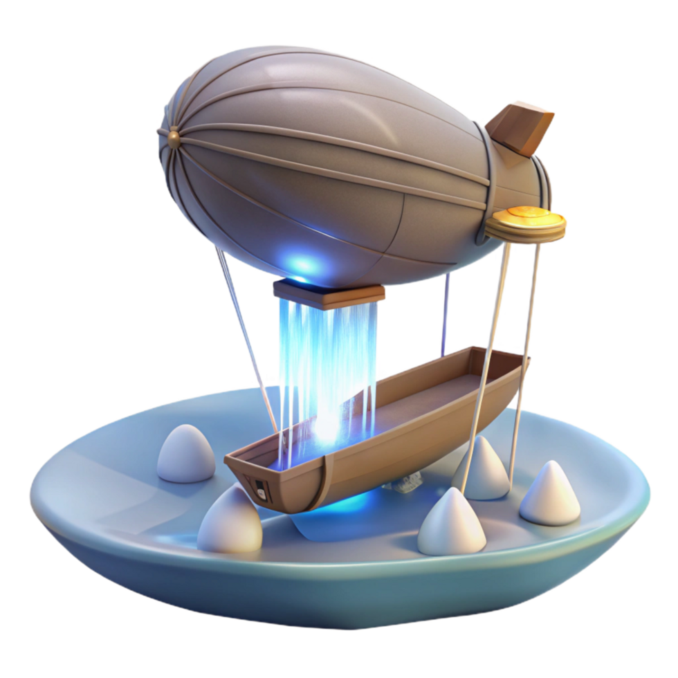 Airship Water Feature 3D Render of a Zeppelin Inspired Fountain png