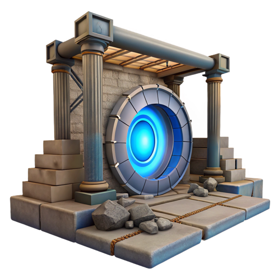 Ancient Portal Futuristic Gateway in Classical Ruins png