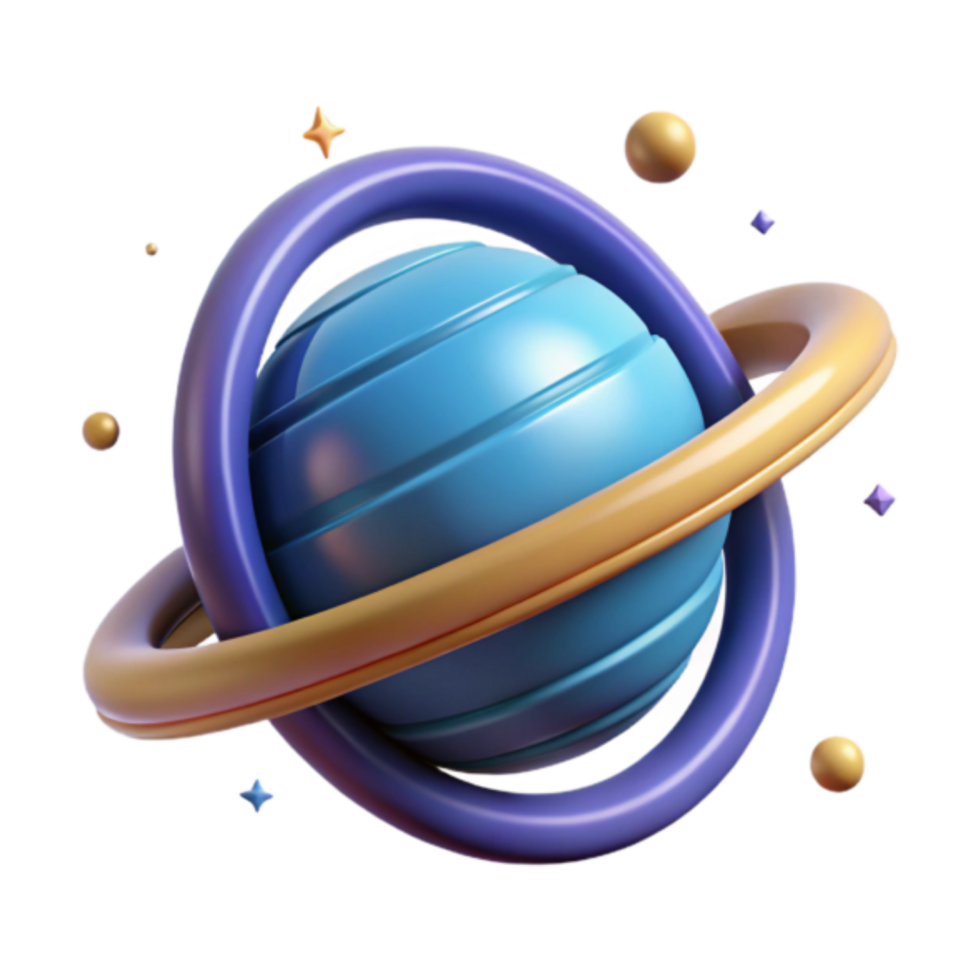Render of a Colorful Planet with Rings Space Illustration png
