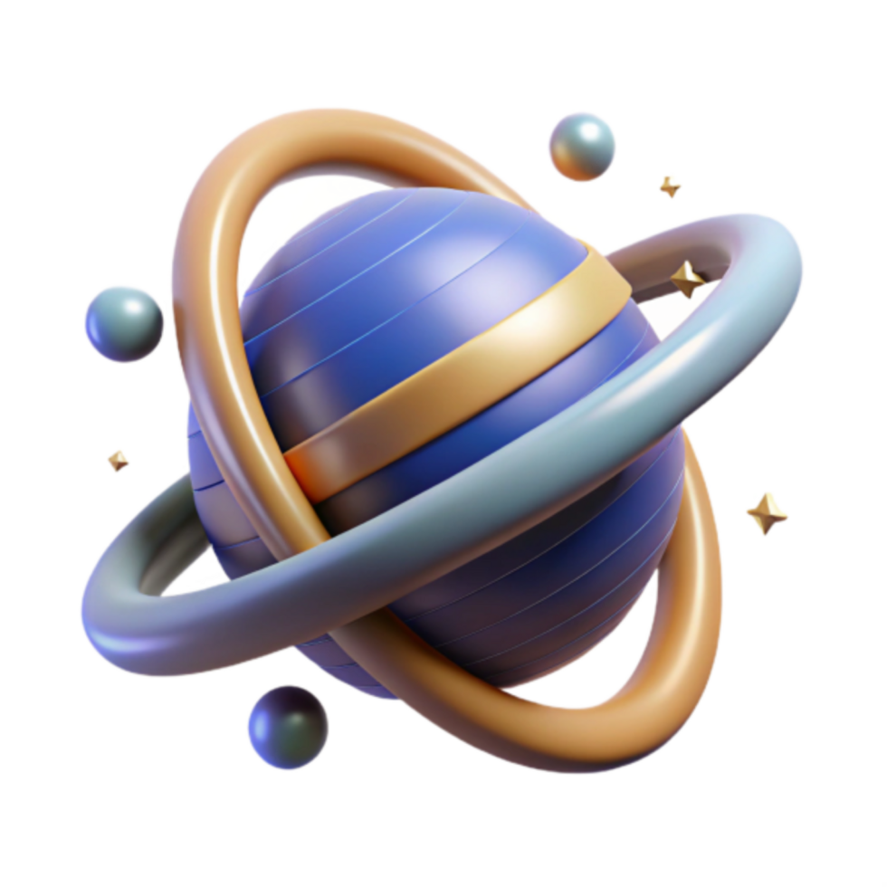 Render of a Colorful Abstract Planet with Rings png