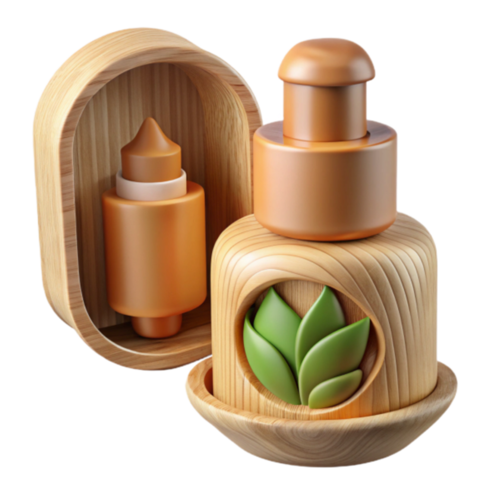 Wooden Packaging Illustration Natural Cosmetic Products png