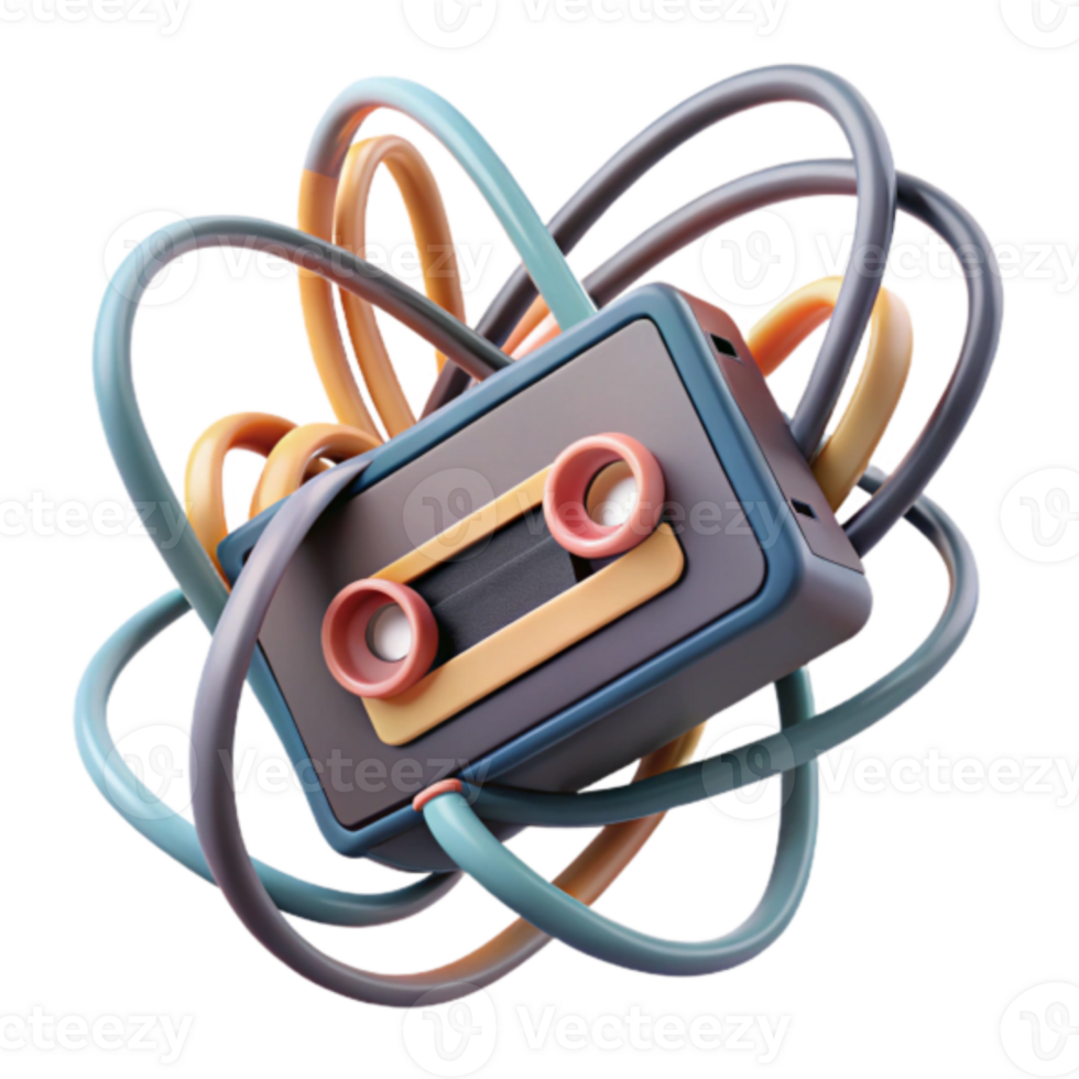 Retro Cassette Tape Render Abstract Background png