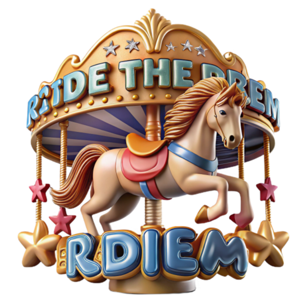 3D Illustration Carousel Horse Ride the Dream Carrousel Golden Star Festive Fairytale png