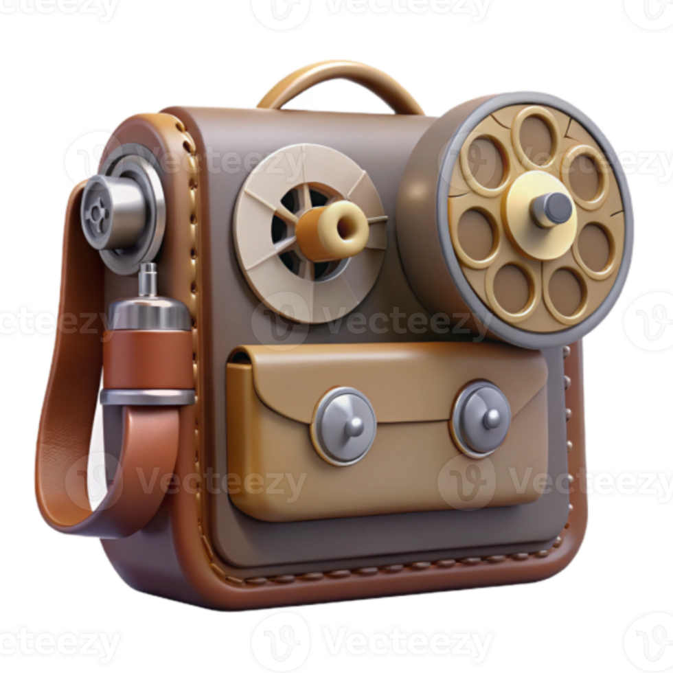 Vintage 3D Render of a Retro Steampunk Device Bag png