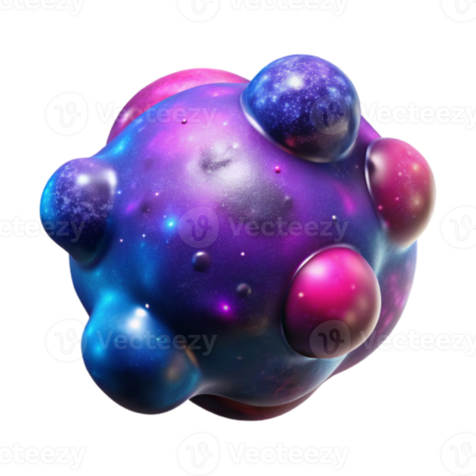 Cosmic Cluster 3D Render Abstract Galaxy Bubbles png