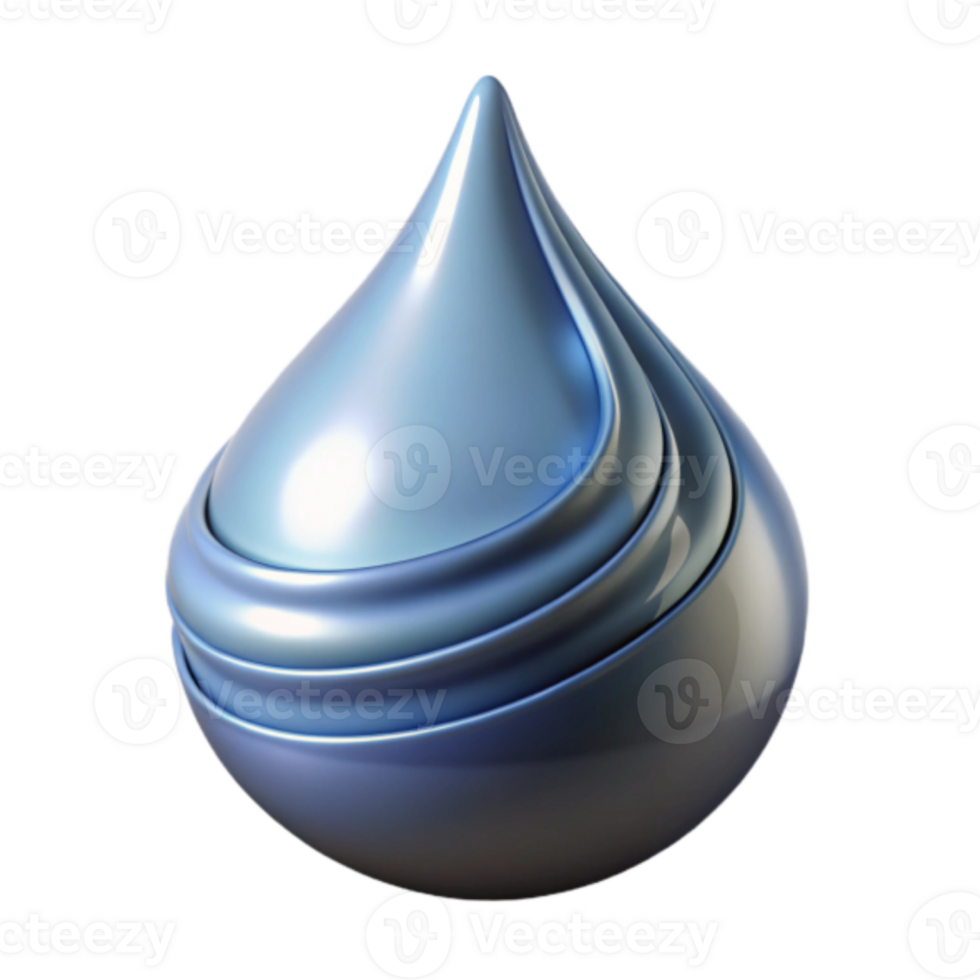 Abstract 3D Render of a Blue Water Drop with Swirling Design png