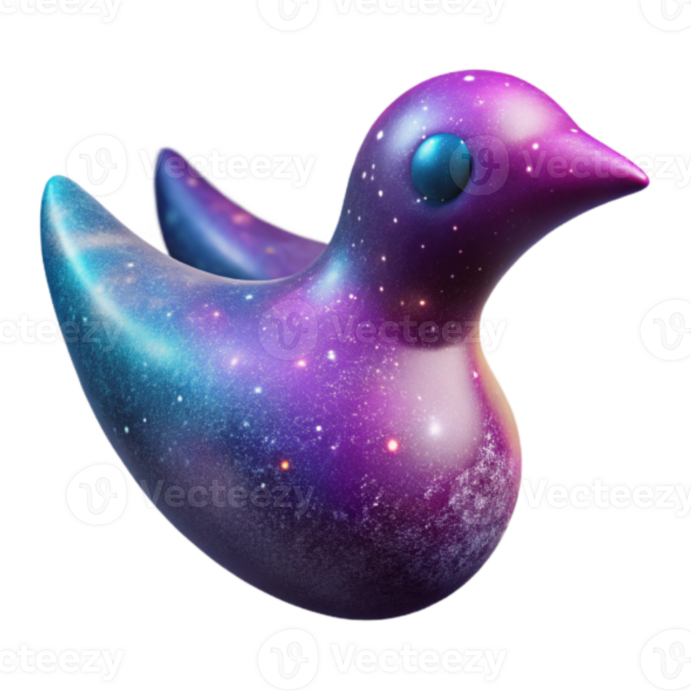 Cosmic Bird 3D Render A Galaxy-Themed Avian Illustration png
