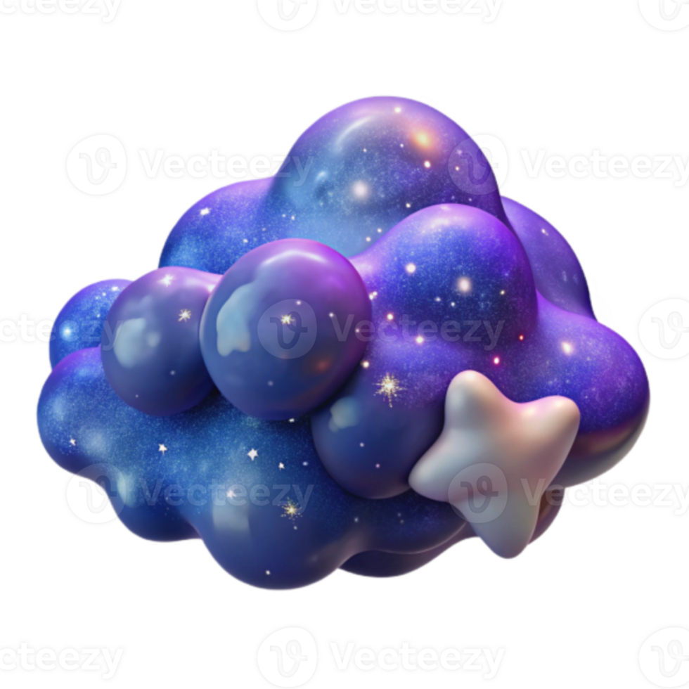 Cosmic Cloud Dream 3D Render of a Sparkling Galaxy Cloud Illustration png