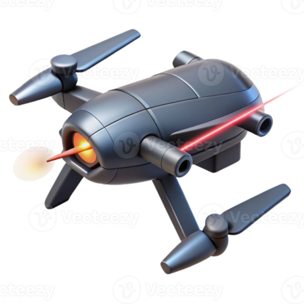 Futuristic Drone 3D Render High-Tech Aerial Vehicle Laser Equipped png